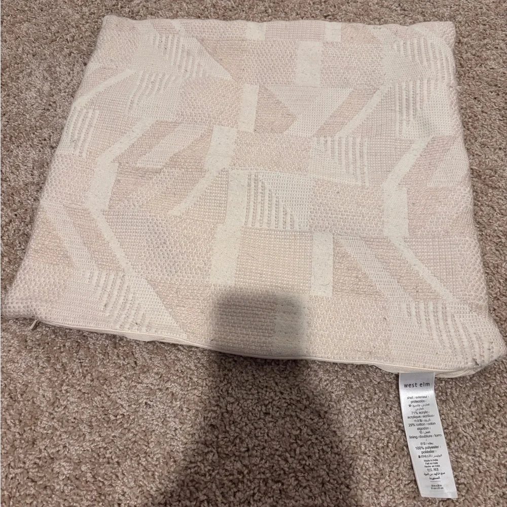 Bundle Pottery Barn/West Elm Pillow Covers - Blue Paisley & Cream Textured 20X20